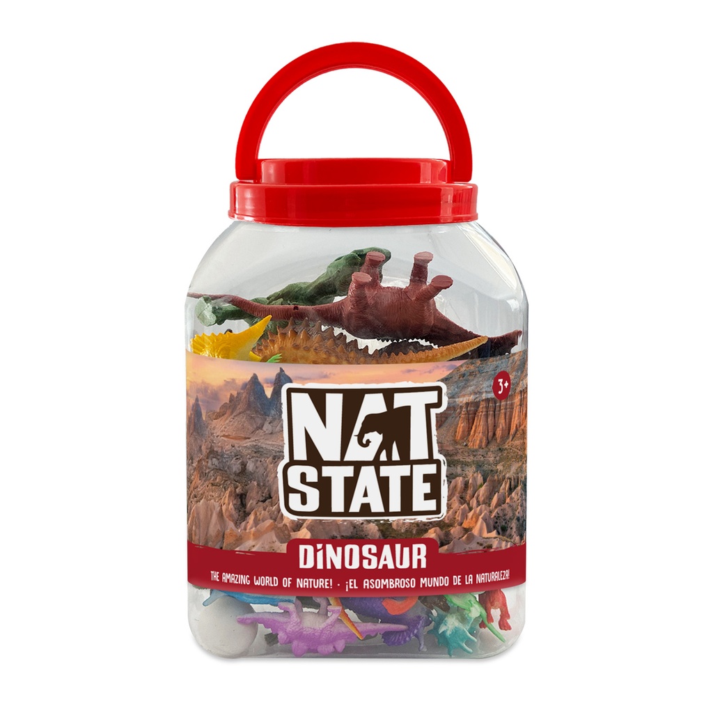 [NS01-B] Balde con animales plásticos x 29 piezas (Dinosaurios)