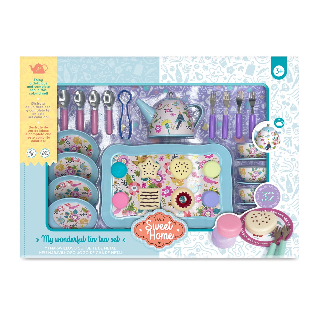 [SW099-A] Set grande de té metálico (celeste)