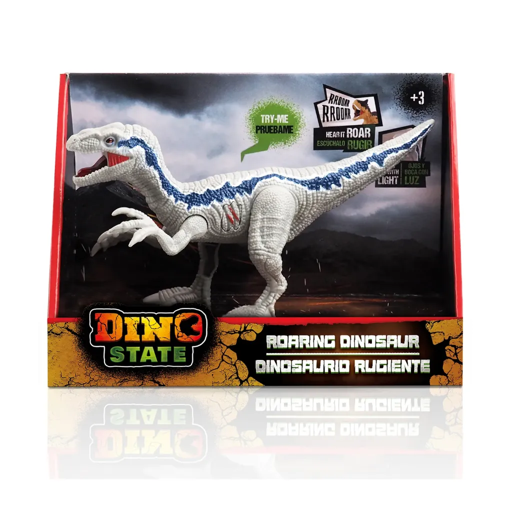 [DS001-C] Dinosaurio rugiente (velociraptor gris)